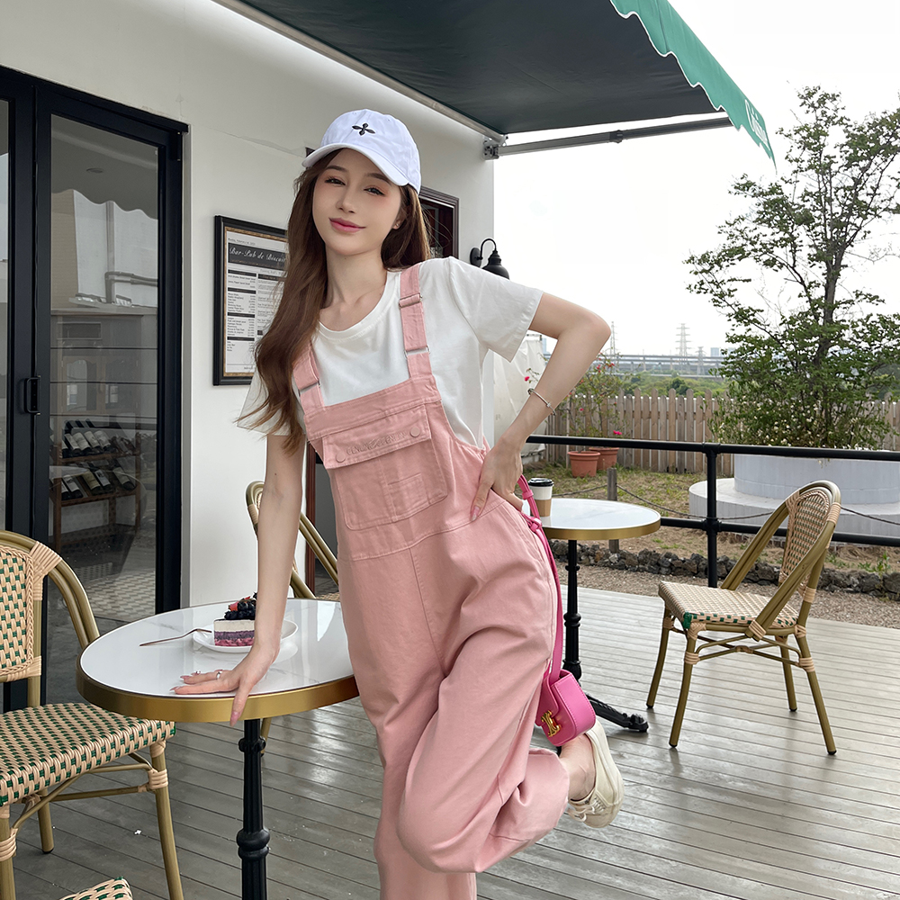 Pinched waist Casual bib pants loose small fellow jumpsuit