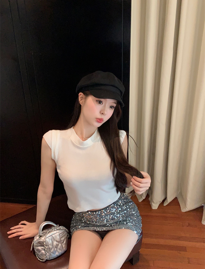 Spring and summer pure tops bottoming short T-shirt