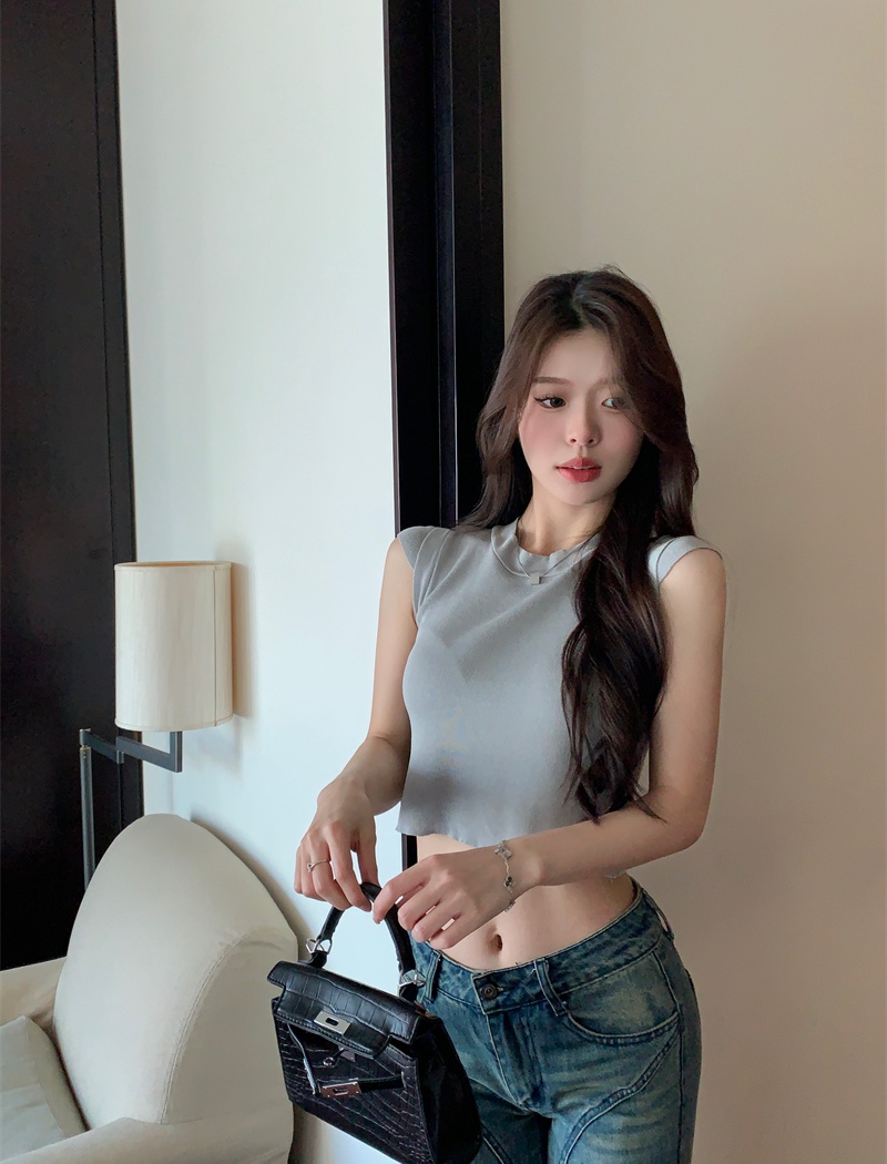 Spring and summer pure tops bottoming short T-shirt