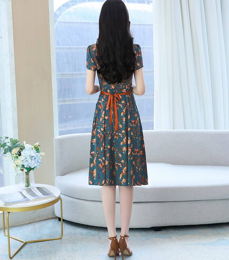 Western style fashion temperament floral dress for women