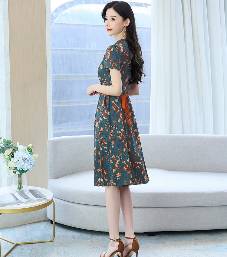 Western style fashion temperament floral dress for women