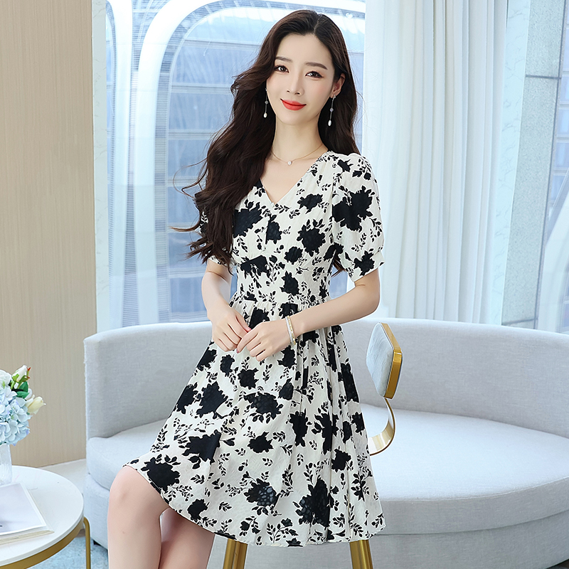 Floral Cover belly France style dress for women