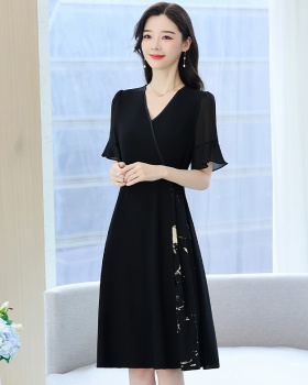 Short sleeve chiffon middle-aged show young light dress