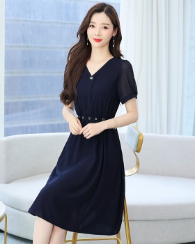 Slim Western style Cover belly summer chiffon dress for women