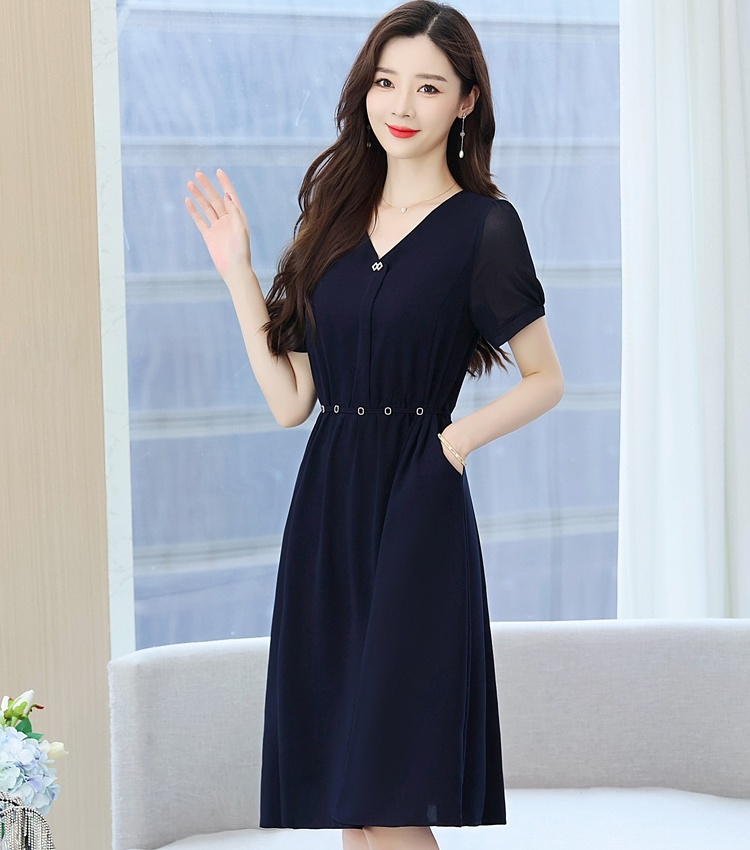 Slim Western style Cover belly summer chiffon dress for women
