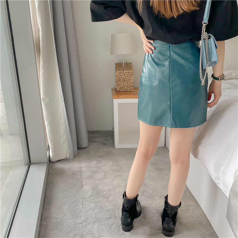 Fashion spring and summer mirror skirt PU A-line short skirt
