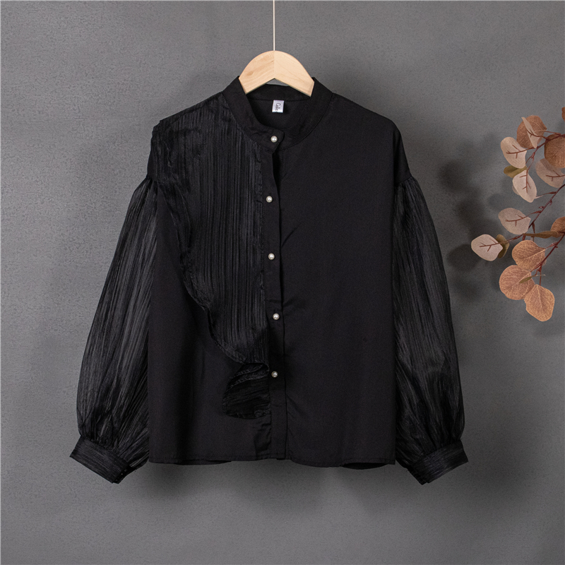Gauze sleeve splice perspective spring and summer shirt