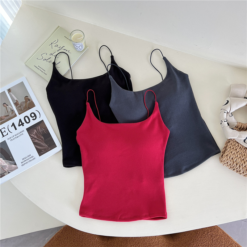 With chest pad thermal tops spring and summer vest for women