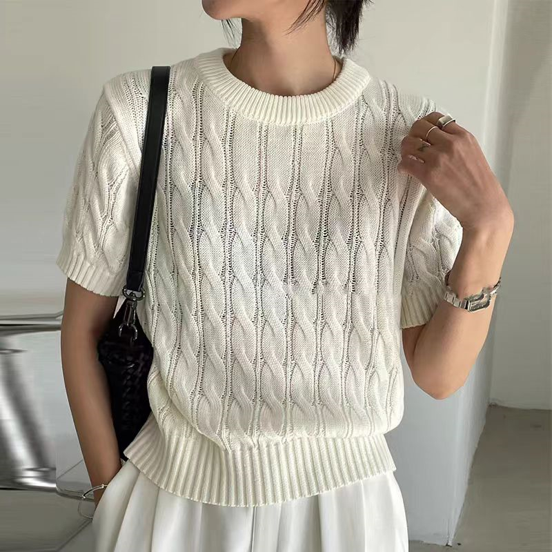 Waves twist pattern sweater spring and summer T-shirt