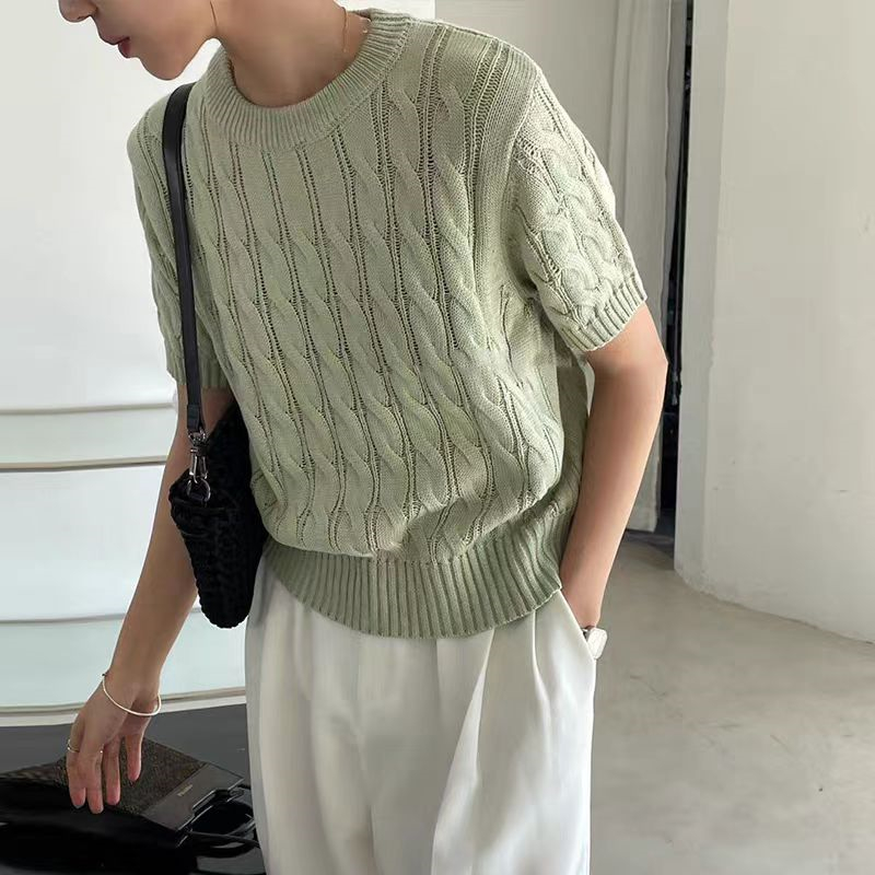Waves twist pattern sweater spring and summer T-shirt