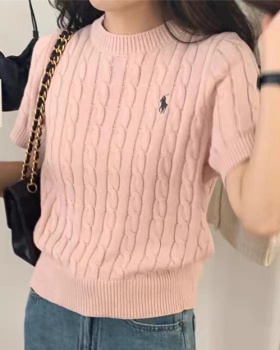 Korean style spring and summer embroidery twist sweater