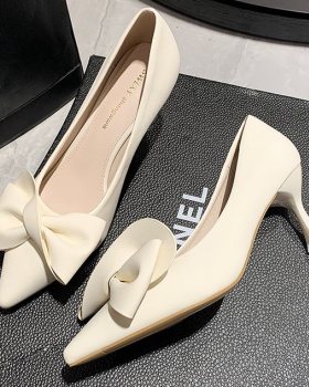 Fashion bow high-heeled shoes low shoes for women