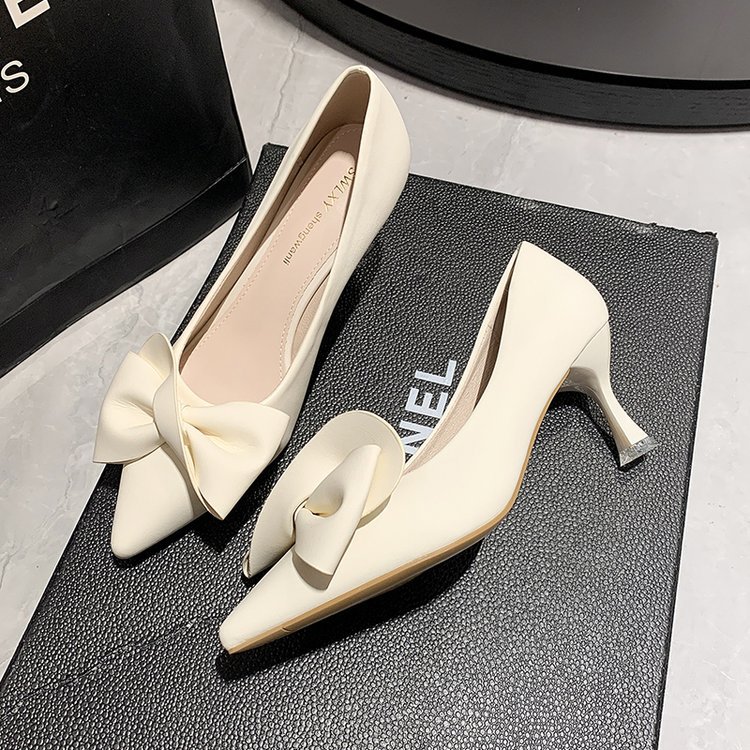 Fashion bow high-heeled shoes low shoes for women