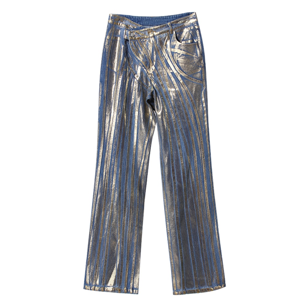 Hypotenuse buckle straight slim antique silver jeans