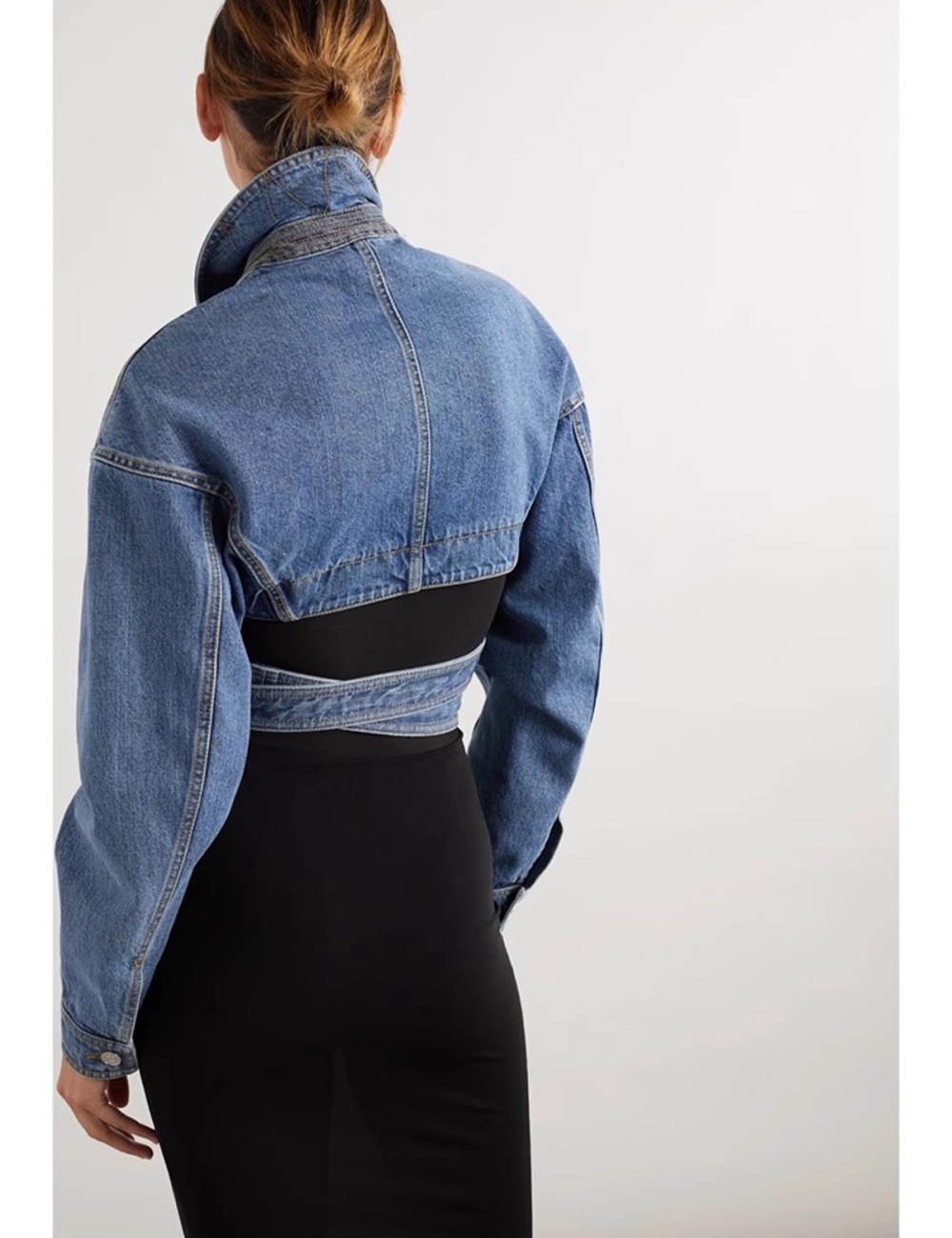 Frenum niche denim jacket hollow spring short tops for women