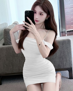 Bottoming sexy sling package hip low-cut strapless dress