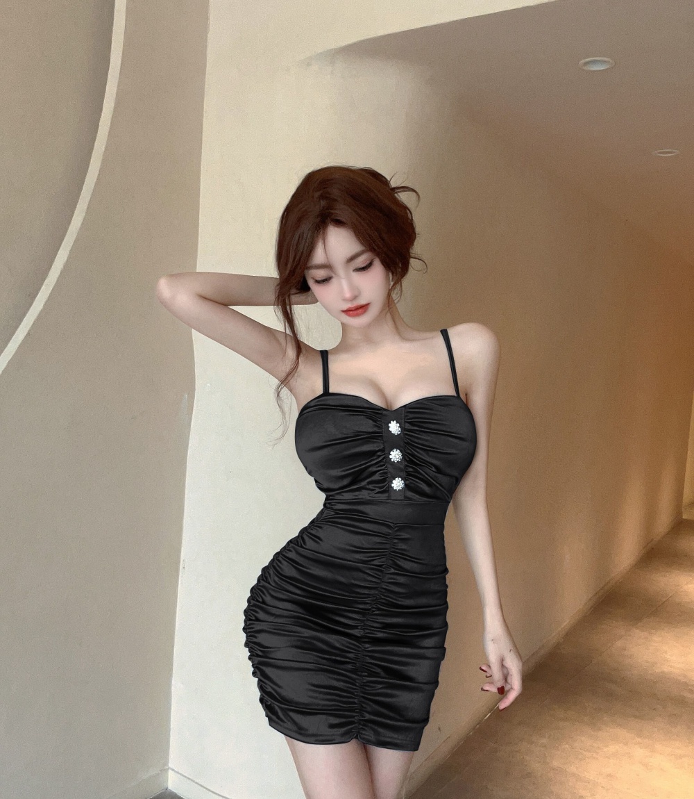 Slim fold nightclub package hip sling sexy dress