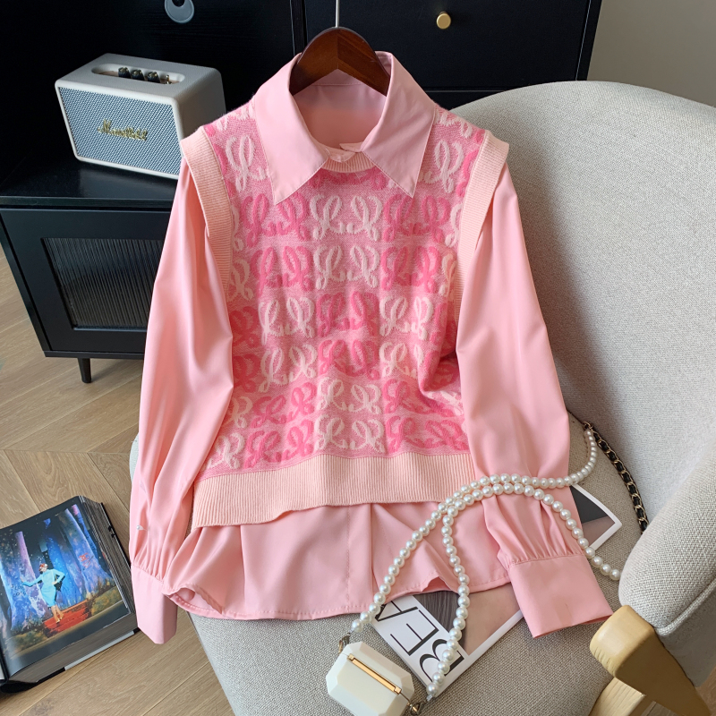 Loose waistcoat fashion sweater 2pcs set for women