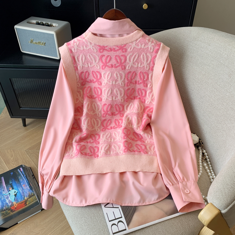 Loose waistcoat fashion sweater 2pcs set for women