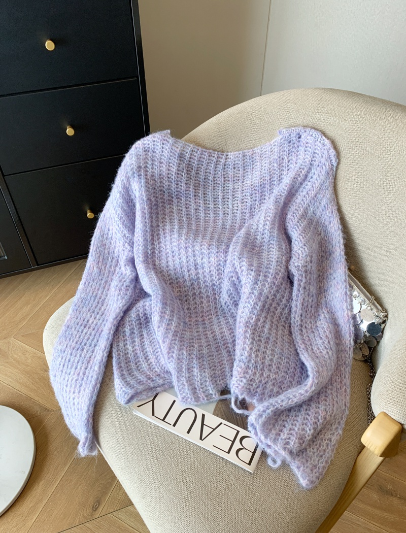 Lazy thin long sleeve loose hollow sweater