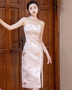 Chinese style jacquard satin dress