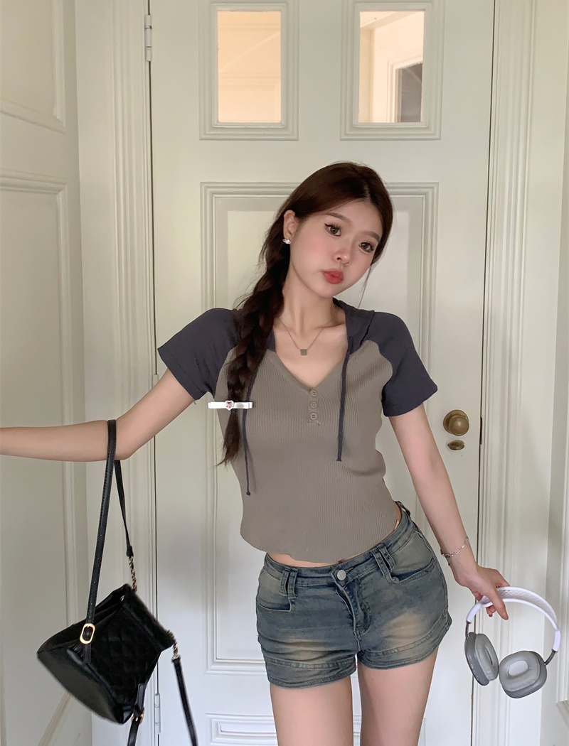 Slim Korean style short sleeve sweater raglan summer T-shirt