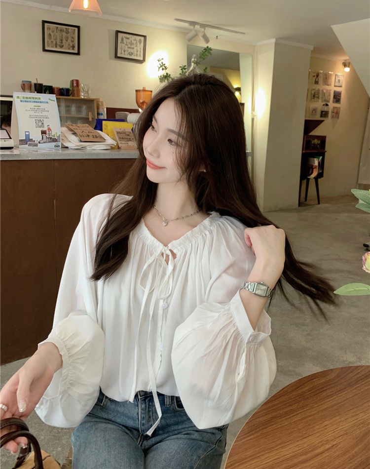 Long sleeve Korean style shirt loose doll shirt for women