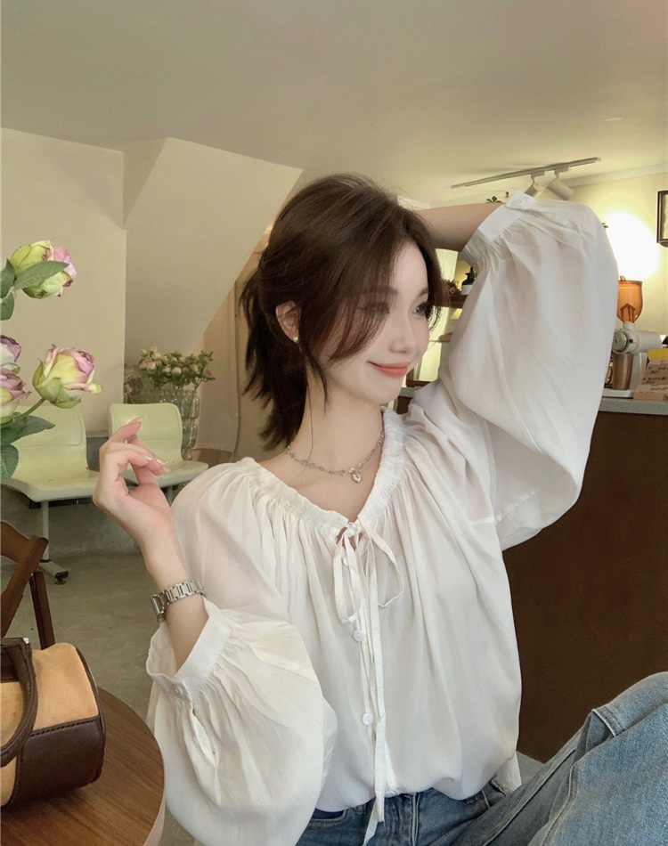 Long sleeve Korean style shirt loose doll shirt for women