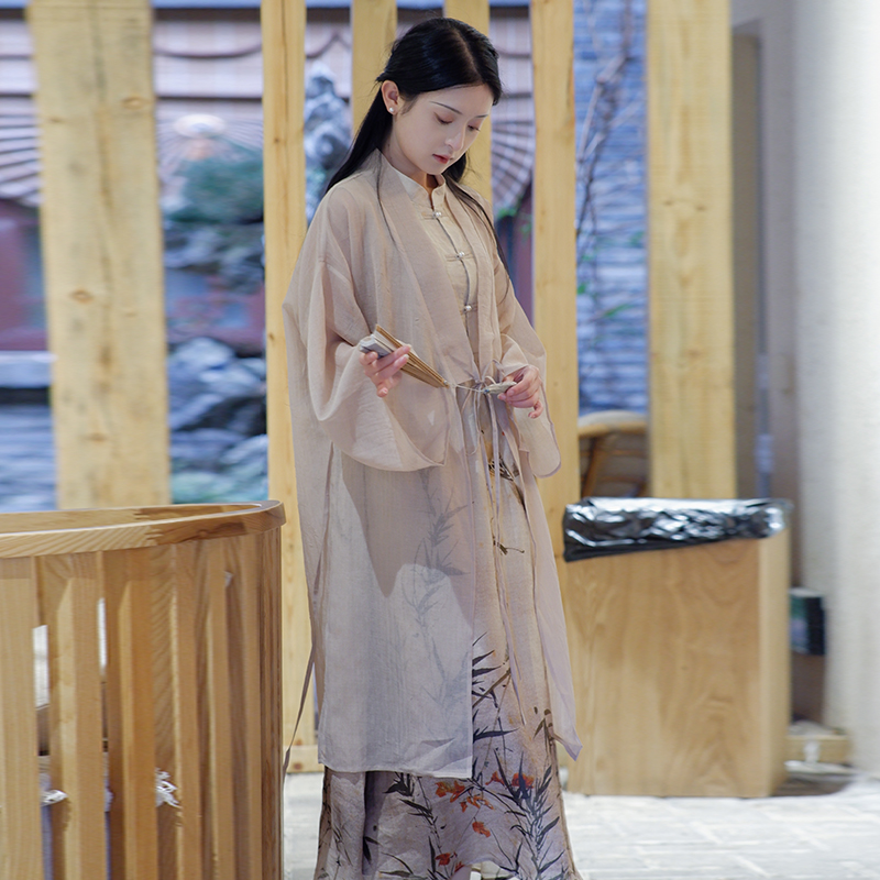 Printing long dress Chinese style shawl