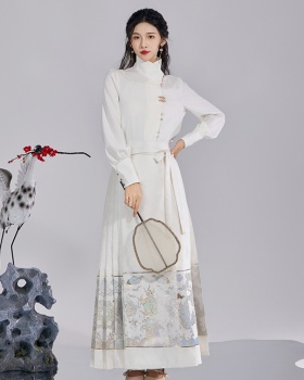 Obscure spring and summer shirt jacquard white skirt