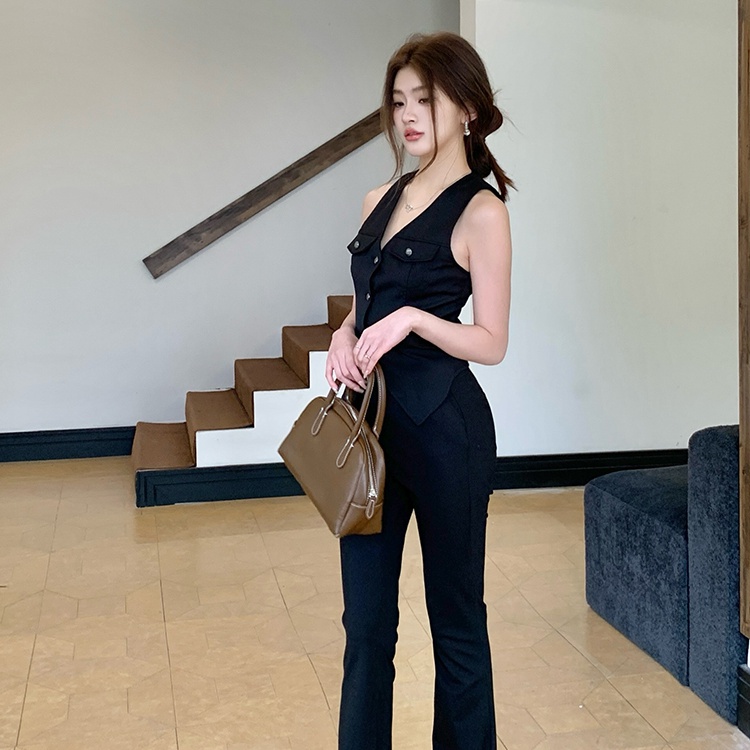 Casual pinched waist tops slim summer business suit