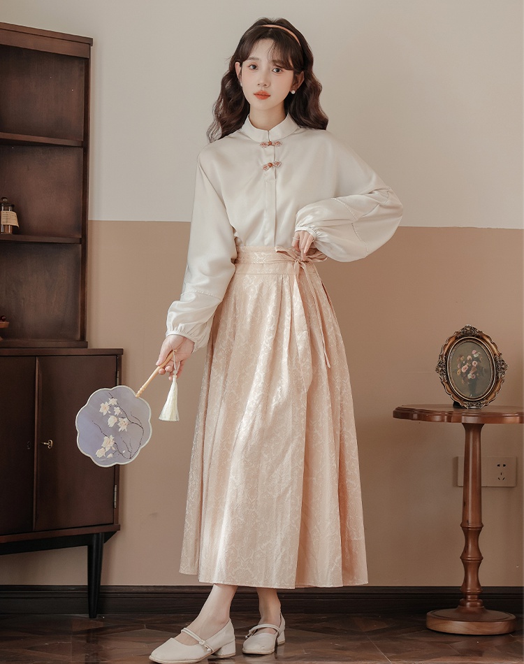Spring Chinese style short skirt Han clothing tops 2pcs set