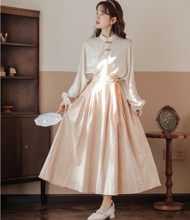 Spring Chinese style short skirt Han clothing tops 2pcs set