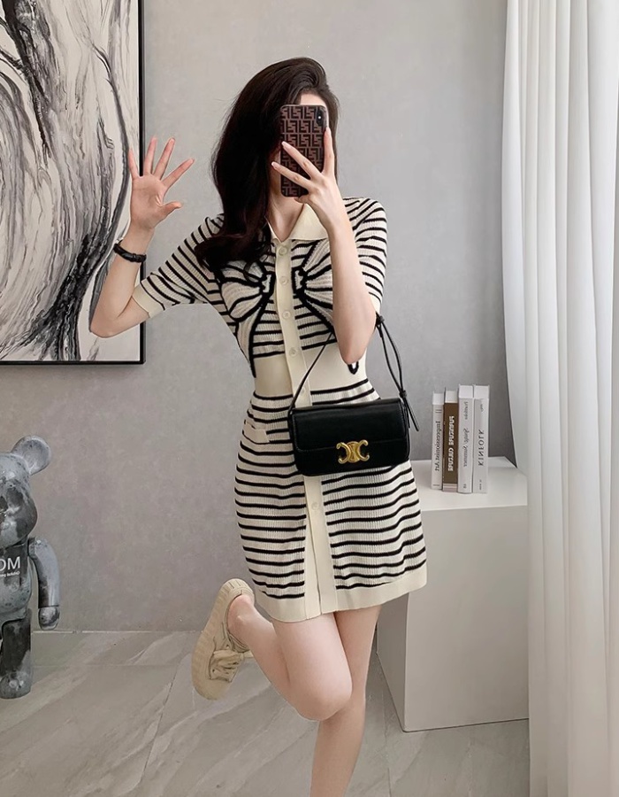 Short sleeve butterfly spring and summer knitted dress