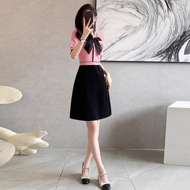 Knitted pullover temperament summer slim lady all-match dress