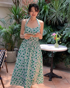 France style floral long dress apricot dress for women