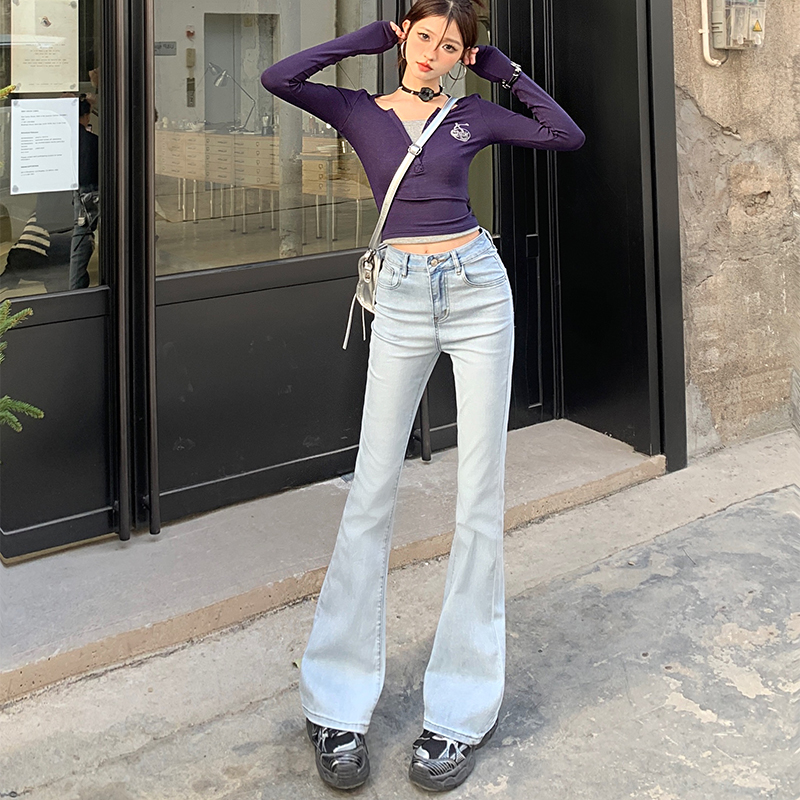 Slim elasticity jeans high waist pants for women