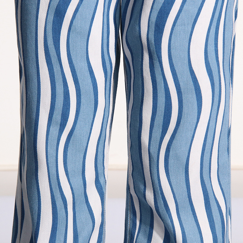 Fashion wide leg personality street ripple jeans for women