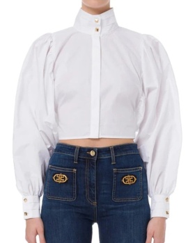 Short frenum long sleeve spring buckle shirt