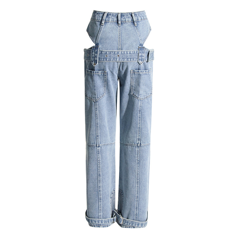 Straight pants washed jeans fashion long pants for women