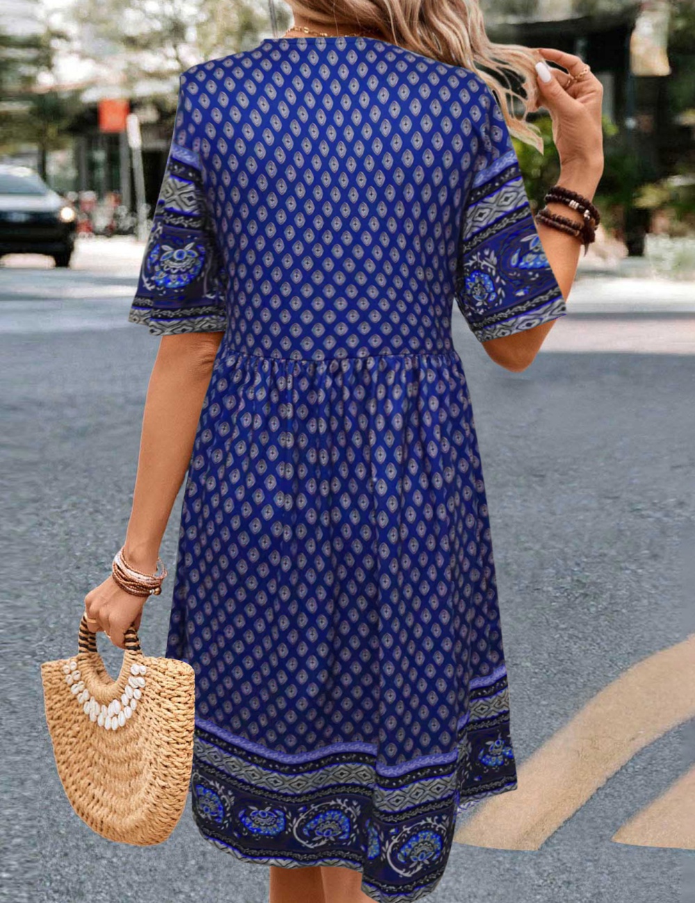 European style short sleeve fashion Casual dress for women