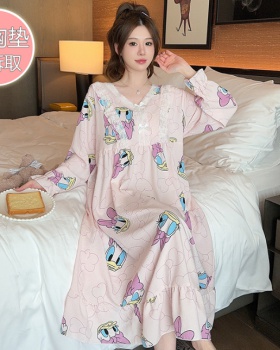 With chest pad pajamas bubble night dress for women
