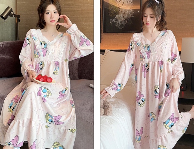 With chest pad pajamas bubble night dress for women