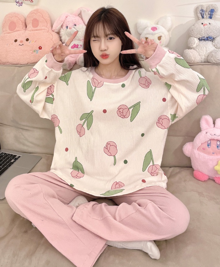 Cotton lovely sweet homewear pajamas 2pcs set for women