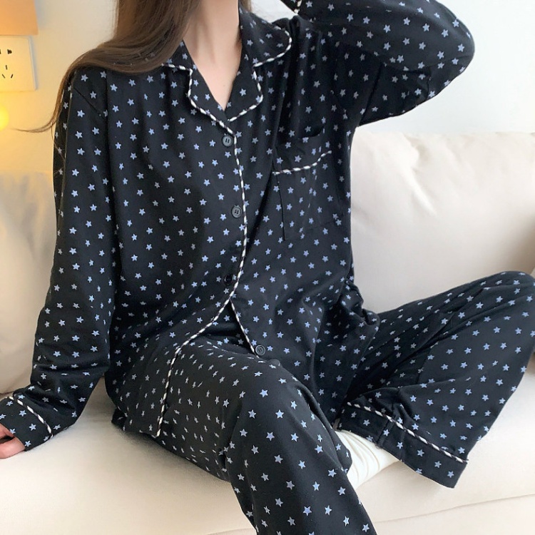 Long sleeve loose Korean style fresh pajamas a set for women
