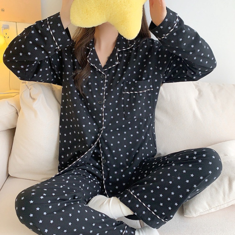 Long sleeve loose Korean style fresh pajamas a set for women