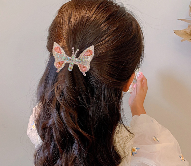 Pearl rhinestone butterfly hairpin child headwear