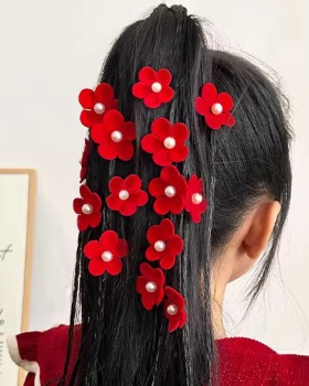 Flowers child hair ring high horsetail braid