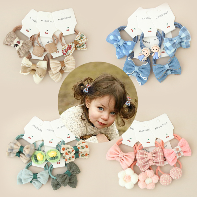 Bow basis rubber band child headwear a set
