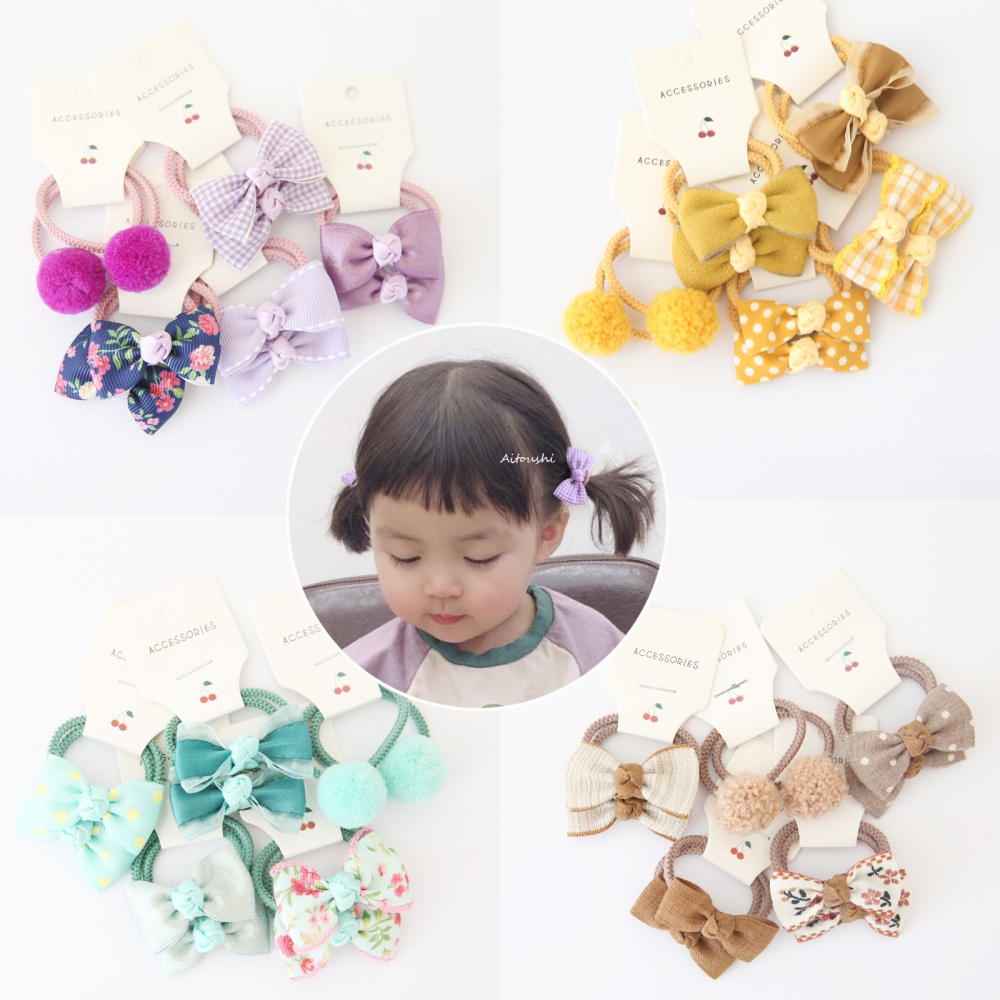Child basis headwear bow rubber band a set